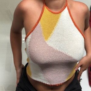 knot color block top